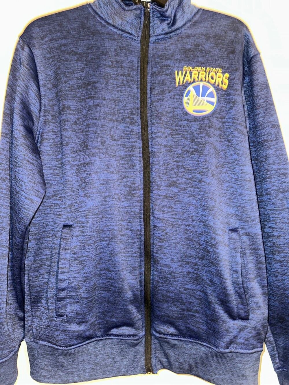Golden State Warriors NBA Warm Up Jacket Yellow And Blue Men Size L Large